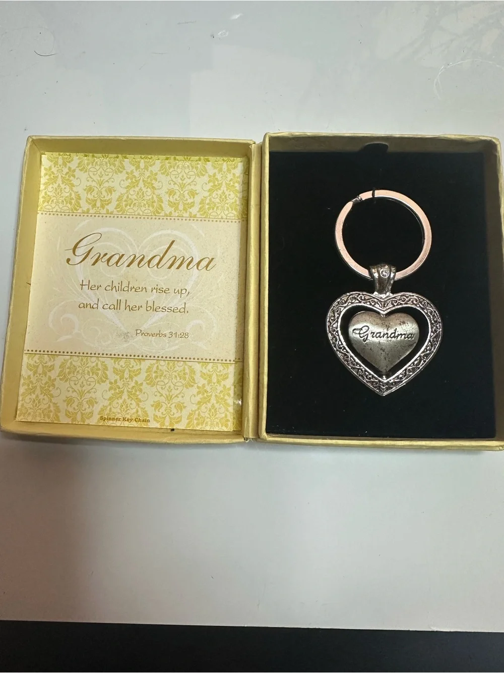 Heart 'Love' Keychain Card Holder - Silver
